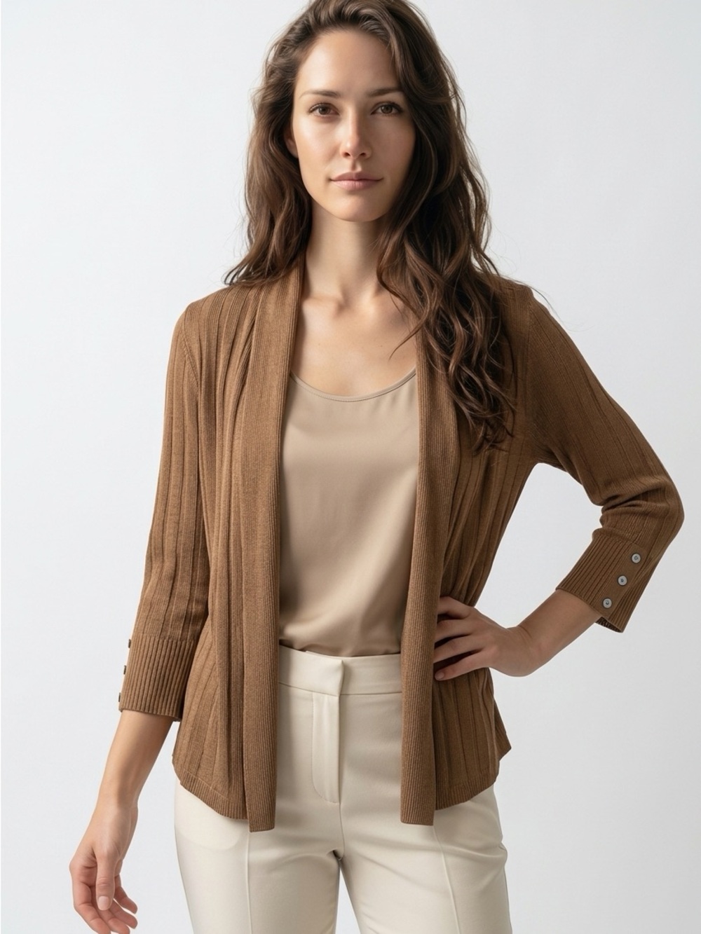 Cyrus Womens Size XS Brown Open Front Cozy Cardigan Sweater Lightweight Knit $79